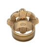 Chanel Gold Plated Logo and Enamel Floral Faux Pearl Ring Secondhand