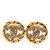 Chanel CC Gold Plated Strass Round Rope Clip On Earrings Secondhand