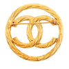 Chanel CC Gold Plated Round Rope Brooch Secondhand