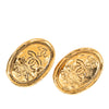 Chanel CC Gold Plated Crown Oval Clip On Earrings Secondhand