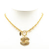 Chanel Gold Plated CC Quilted Pendant Necklace Secondhand