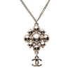 Chanel Brass CC Strass Pendant Necklace Secondhand