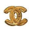 Chanel Gold Plated CC Quilted Brooch Secondhand