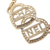 Chanel Gold Plated Rhinestones Heart Logo Choker Necklace Secondhand