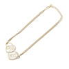 Chanel Gold Plated Rhinestones Heart Logo Choker Necklace Secondhand