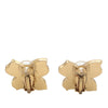 Chanel CC Gold Plated Enamel Flower Clip On Earrings Secondhand