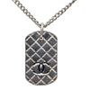 Chanel CC Silver Plated Quilted Dog Tag Pendant Necklace Secondhand