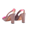 Secondhand Garcia Taupe Leather Slingback Pumps with Neon Pink Bow