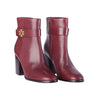 Secondhand Tory Burch Dark Carmine Leather Turnlock Heeled Ankle Boots