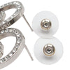 Chanel Silver Plated CC Rhinestones Round Push Back Earrings Secondhand