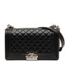 Chanel Old Medium Quilted Perforated Lambskin Boy Flap Secondhand