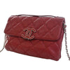 Chanel Quilted Calfskin Double Stitch Hamptons Clutch with Chain Secondhand
