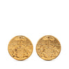 Chanel Gold Plated Crest Round Clip On Earrings Secondhand