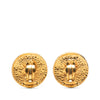 Chanel Gold Plated Crest Round Clip On Earrings Secondhand