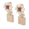 Chanel CC Gold Plated Faux Pearl Strass Push Back Earrings Secondhand
