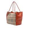Burberry Small Leather Trimmed Haymarket Check Coated Canvas Canterbury Tote Secondhand