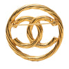 Chanel CC Gold Plated Round Brooch Secondhand