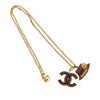 Chanel Gold Plated Rhinestone CC and Camellia Hat Pendant Necklace Secondhand