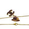 Chanel Gold Plated Rhinestone CC and Camellia Hat Pendant Necklace Secondhand