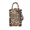 Dior Mizza Mini Embroidered Canvas Leopard Vertical Book Tote Secondhand