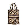 Dior Mizza Mini Embroidered Canvas Leopard Vertical Book Tote Secondhand