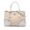 Prada Small Canvas and City Calf Stitch Galleria Double Zip Satchel Secondhand