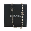 Chanel CC Brass Strass Faux Pearl Baroque Chain Long Necklace Secondhand
