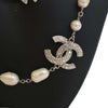 Chanel CC Brass Strass Faux Pearl Baroque Chain Long Necklace Secondhand