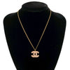 Chanel CC Gold Plated Rhinestone Pendant Necklace Secondhand