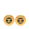 Chanel CC Gold Plated Resin Round Button Clip On Earrings Secondhand