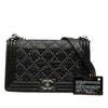 Chanel Old Medium Quilted Crumpled Calfskin Studded Boy Flap Secondhand