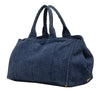 Prada Large Denim Canapa Logo Satchel Secondhand