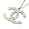 Chanel CC Stainless Steel Rhinestone Pendant Necklace Secondhand