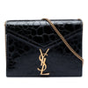 Saint Laurent Shiny Croc Embossed Calfskin Monogram Cassandra Chain Wallet Secondhand