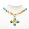 Chanel CC Gold Plated Cabochon Enamel Pendant Necklace Secondhand