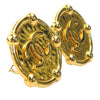 Chanel CC Gold Plated Round Clip On Earrings Secondhand
