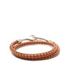 Hermès Palladium Plated and Woven Leather Jumbo Hook Double Tour Bracelet Secondhand