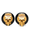 Secondhand Chanel CC Resin and Gold Plated Button Clip On Earrings