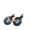 Hermès Buffalo Horn Lacquered and Palladium Plated Fidelio Village Drop Bullet Back Earrings Secondhand