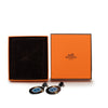 Hermès Buffalo Horn Lacquered and Palladium Plated Fidelio Village Drop Bullet Back Earrings Secondhand