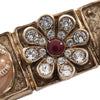 Chanel CC Gold Plated Enamel and Strass Flower Owl Brooch Secondhand