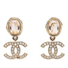 Chanel CC Gold Plated Crystal and Faux Pearl Drop Bullet Back Earrings Secondhand