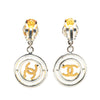 Chanel Silver Clover CC Drop Clip on Earrings Secondhand