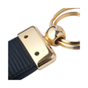 Secondhand Fendi Navy Leather FF Logo Key Holder with Gold-Tone Double Ring - '10s