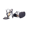 Yves Saint Laurent Black Patent Leather YSL Logo Heeled Sandals