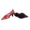 Secondhand Luciano Padovan Red Leather Pointed-Toe Kitten Heel Pumps - '90s