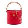 Secondhand Chanel CC Quilted Lambskin Top Handle Round Vanity Case with Chain