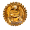 Chanel CC Gold Plated Sunburst Round Clip On Earrings Secondhand