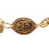 Chanel CC Gold Plated Oval Medallion Pendant Double Chain Necklace Secondhand