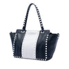 Valentino Small Bicolor Leather Rockstud Double Handle Tote Secondhand